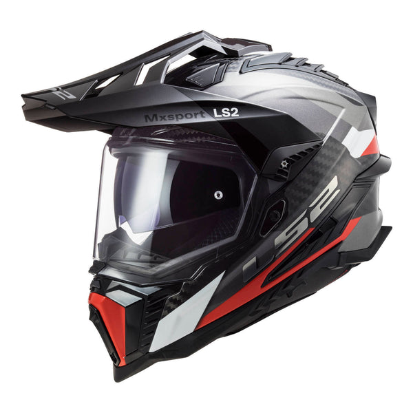 black and orange carbon adventure helmet