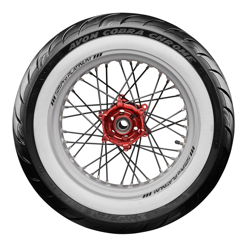 Avon Cobra Chrome 180/70R16 White Wall Rear Tyre (77V Rating) AV92