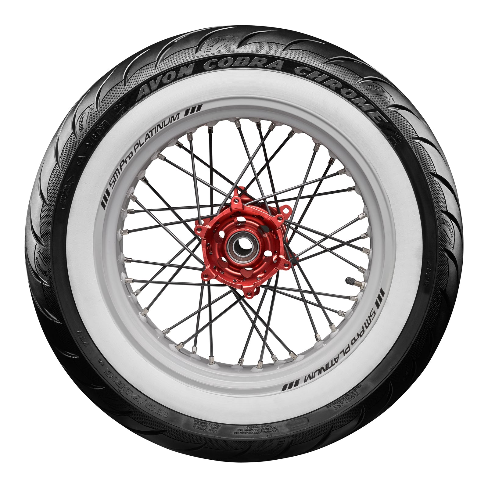 Avon Cobra Chrome 180/70R16 White Wall Rear Tyre (77V Rating) AV92