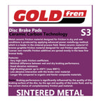 GOLDfren Brake Pads Sintered GF081 - S3 ( PH01 ) (Brembo F08)