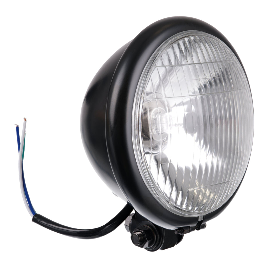 Whites Headlight Bates 5 3/4 Bottom Mount H4 60/55W Black