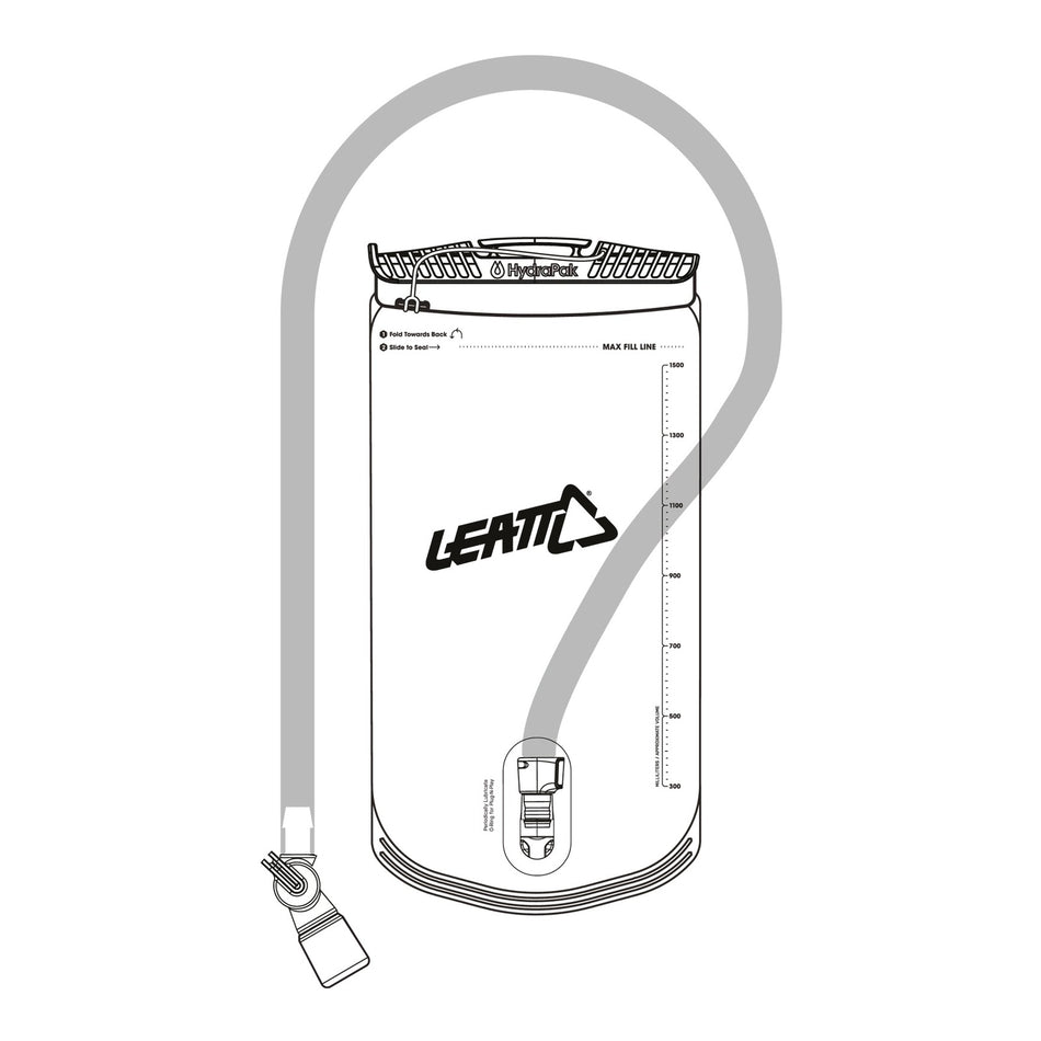 Leatt Hydrapak 1.5L Vertical Bladder with Tube & Bite Valve - Clear