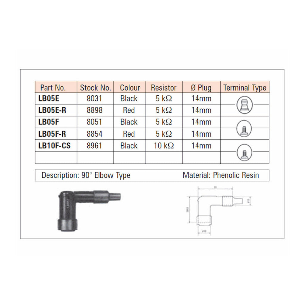 NGK LB05F SPARK PLUG CAP (8051) NLA
