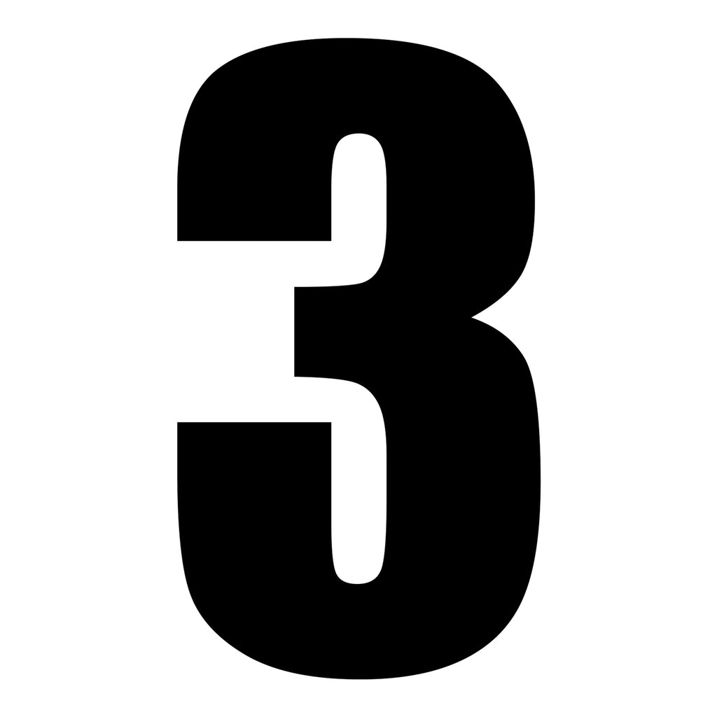 Whites Race Number - Black #3 (10 Pack)