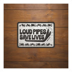 Oxford Garage Metal Sign: Loud Pipes Save Lives
