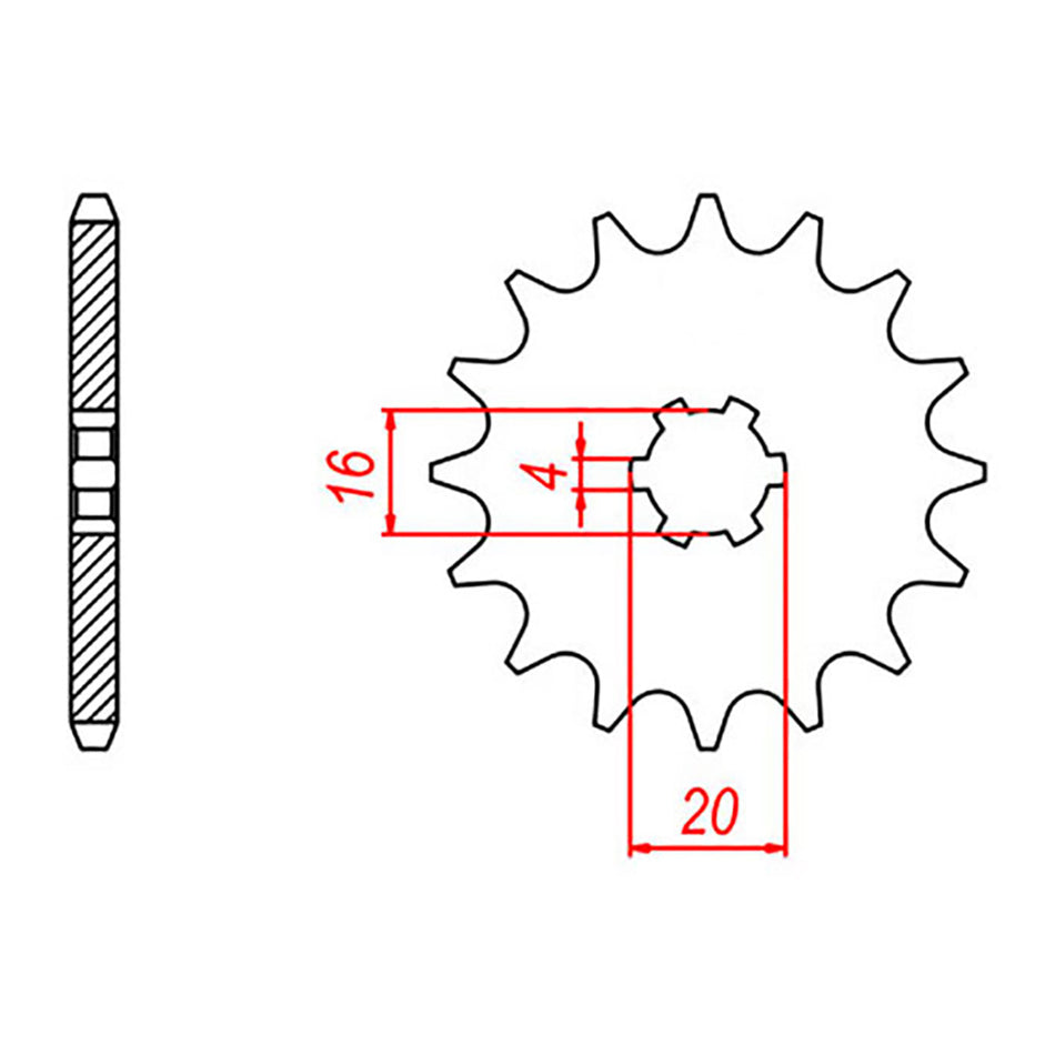 MTX 416 STEEL FRONT SPROCKET #428 (10-416)