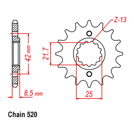 MTX 516 Steel Front Sprocket #520 (10-126)