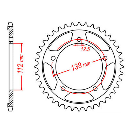 MTX 302 Steel Rear Sprocket #530 (11-MW0)