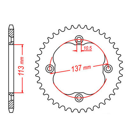 MTX 1760 Steel Rear Sprocket #520 (11-1760)