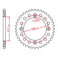 MTX 831 Steel Rear Sprocket #428 (11-39K)