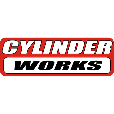 Logo of Cylinder Works with a red and white color scheme on a white background