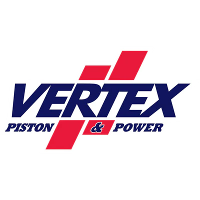 Vertex Piston & Power logo with red and blue design on a white background