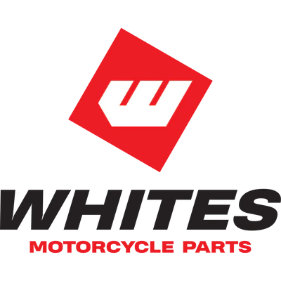 Logo of Whites Motorcycle Parts with a red diamond and white 'W' on a white background.